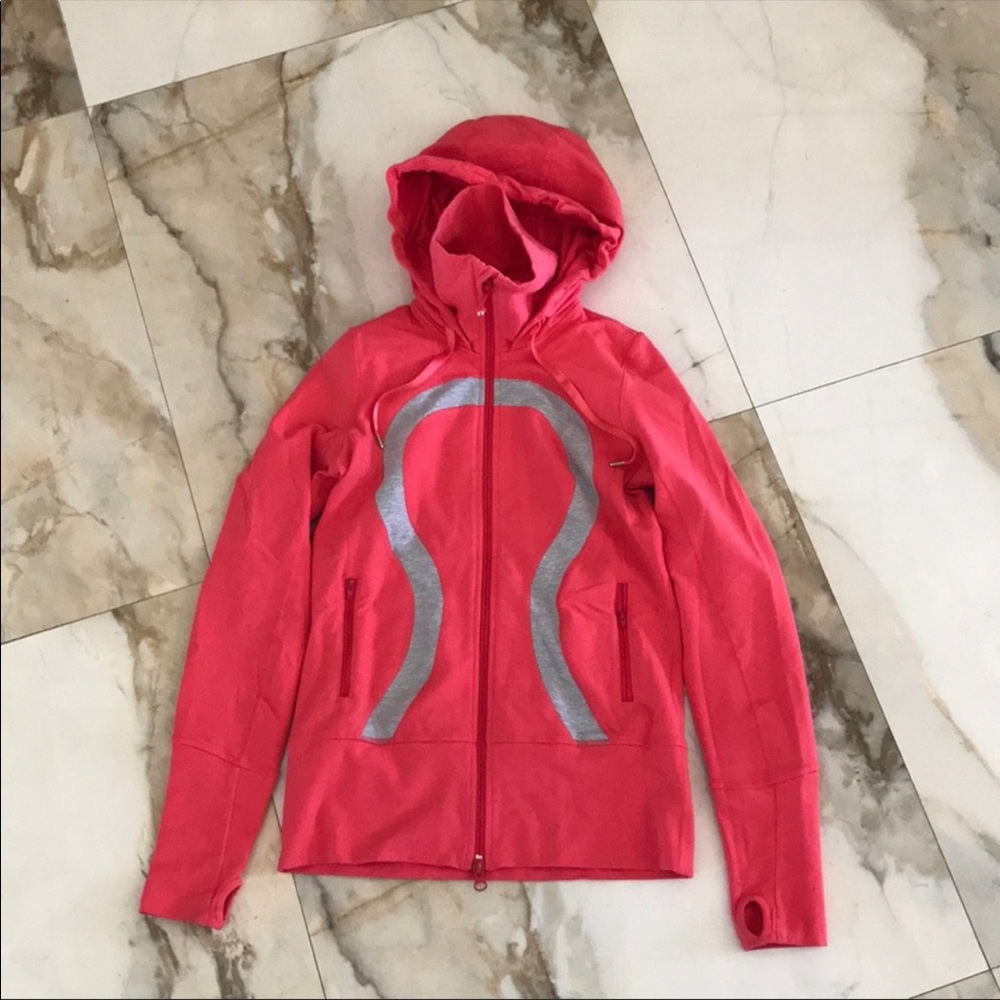 {lululemon} pink zip up hooded sweatshirt